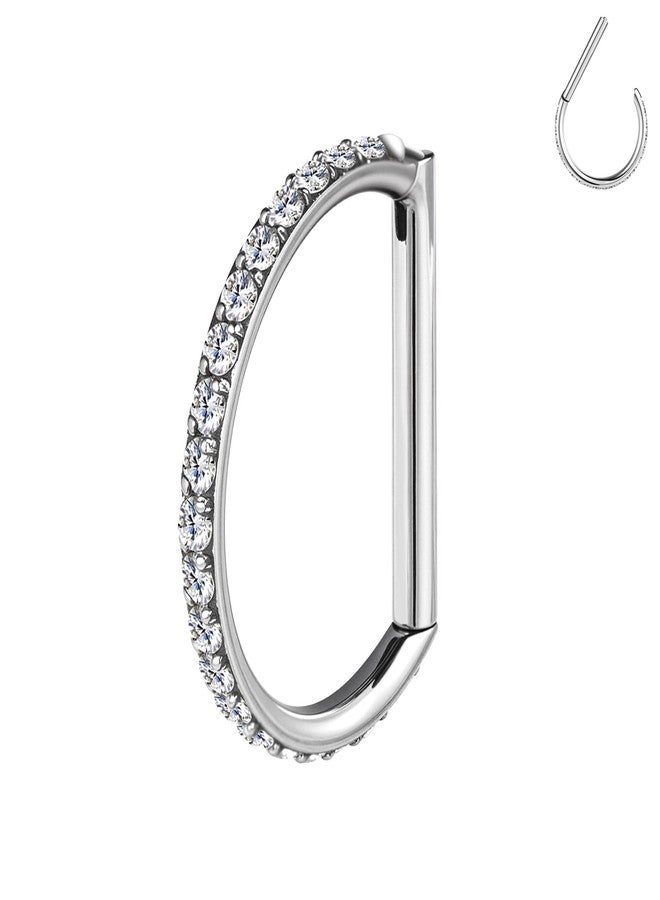 BodyAce F136 Titanium Septum Rings D Shaped Nose Ring Hoops 16G Cartilage Earrings Higned Segment Clicker for Rook Daith Conch Helix Tragus Piercing Jewelry [D:8mm] - Image 1